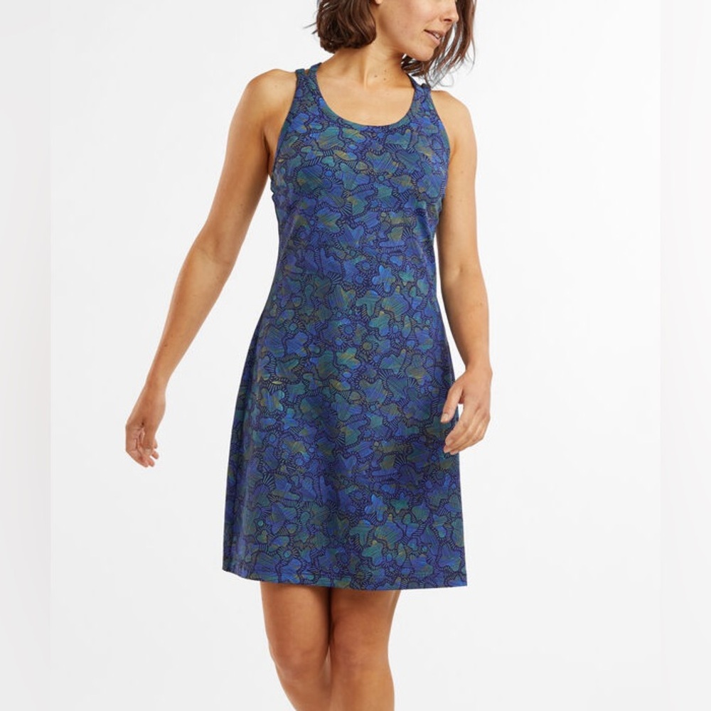 Title Nine Blue Green Patterned Racerback Mini Dress